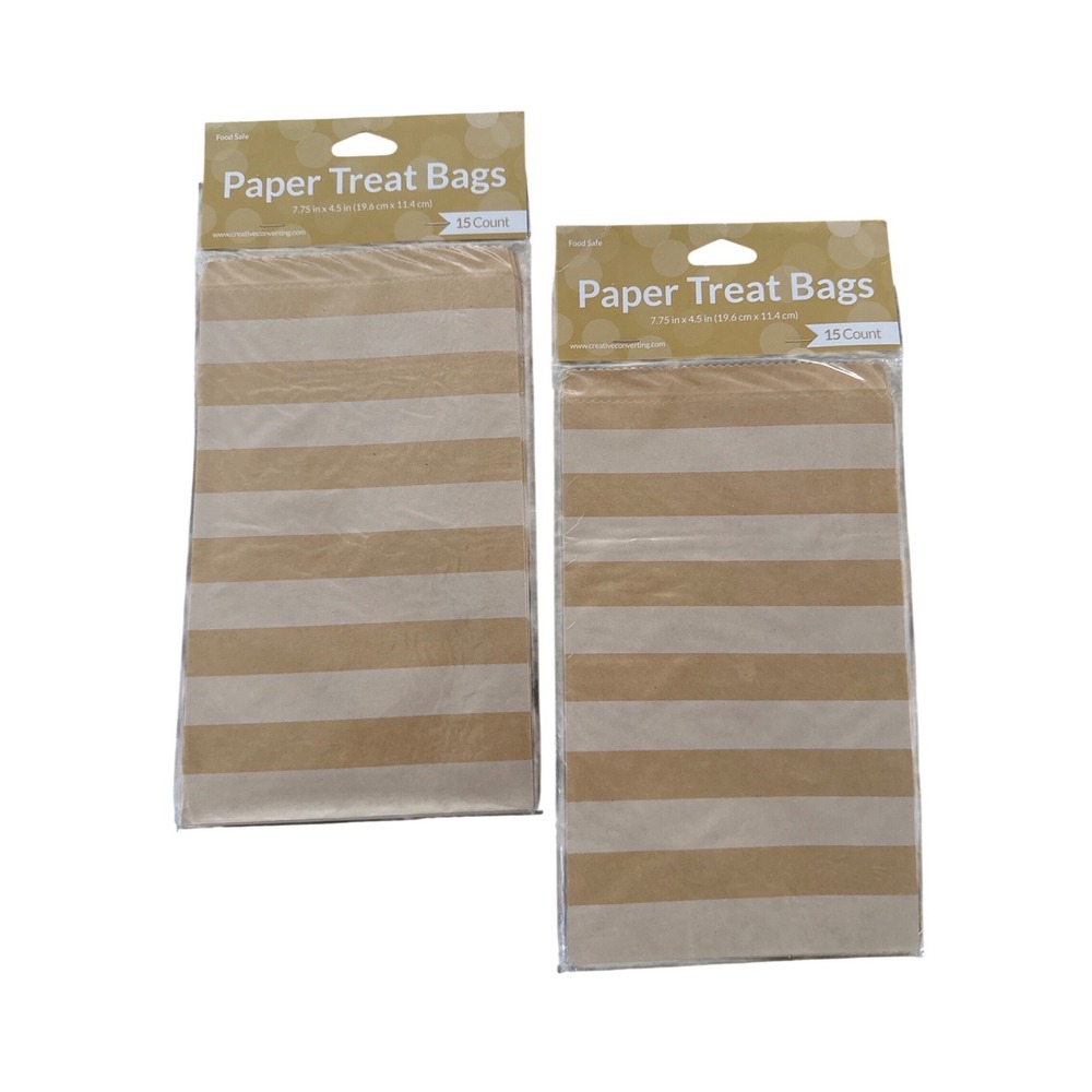 Creative Converting Kraft Striped Paper Treat Bags 7.75x4.5" 30 Count‎ 071621